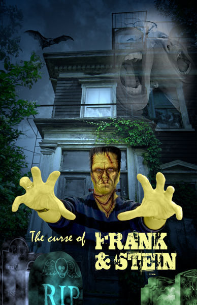 Horror movie poster featuring Frankenstein's monster and the text 'The curse of Frank & Stein